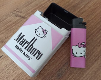 Hello Kitty Plastic Cigarette Case Box And Lighter birthday, christmas ...