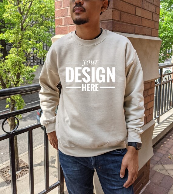 Gildan 18000 Mockup Gildan Sand 