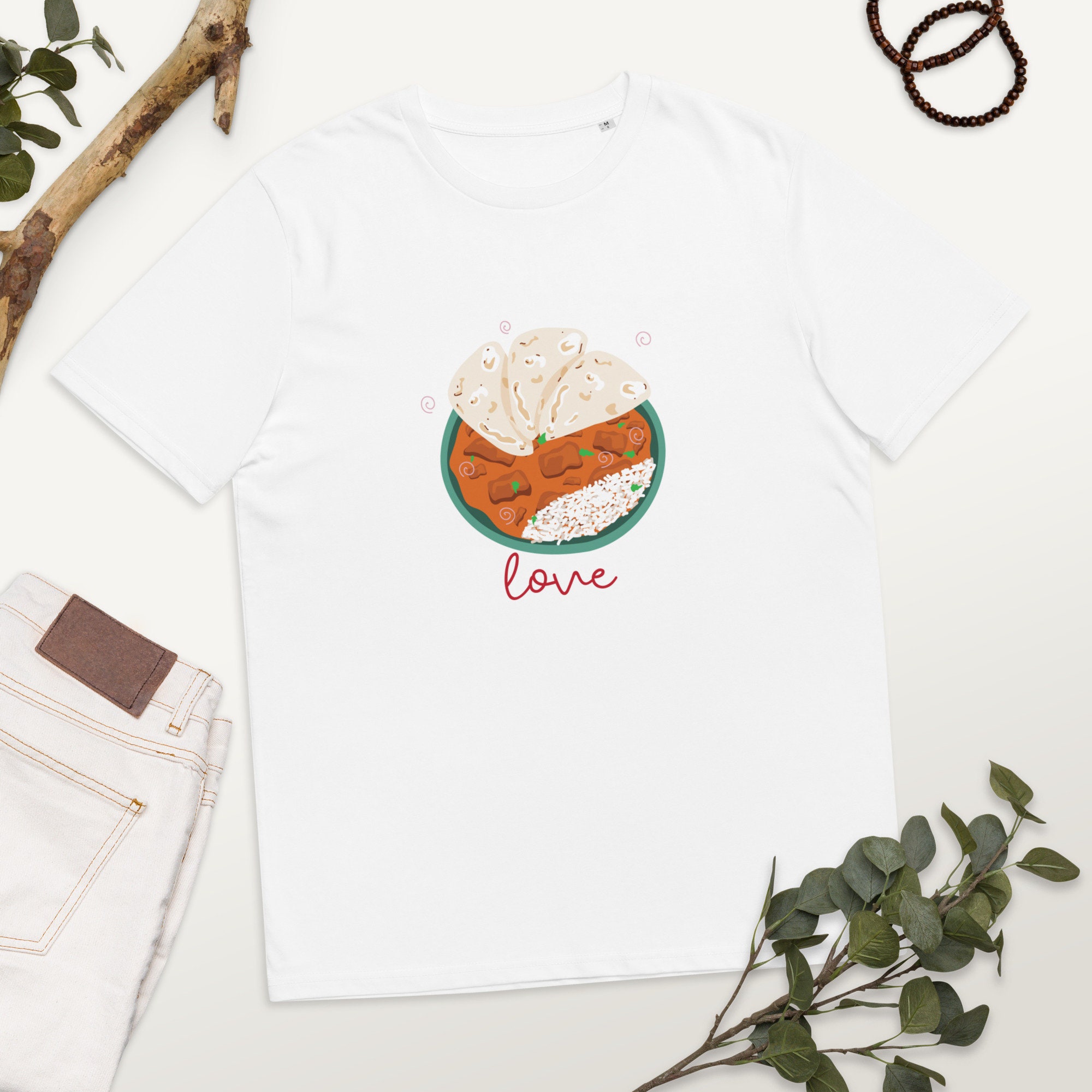 Garlic Naan, Basmati Rice, Tikka Masala Indian Food Desi Unisex organic cotton t-shirt