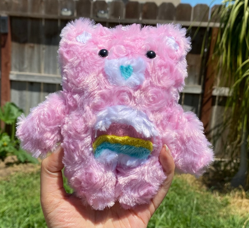 Pink Rainbow Bear Handmade Plush - Etsy