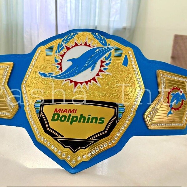 Leather Miami Dolphins Belt Etsy