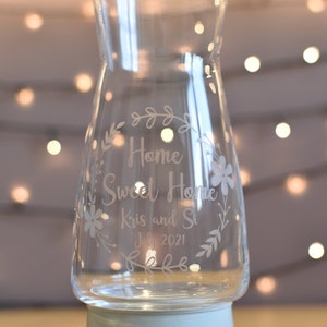 Personalised etched vase - any message added, multiple designs