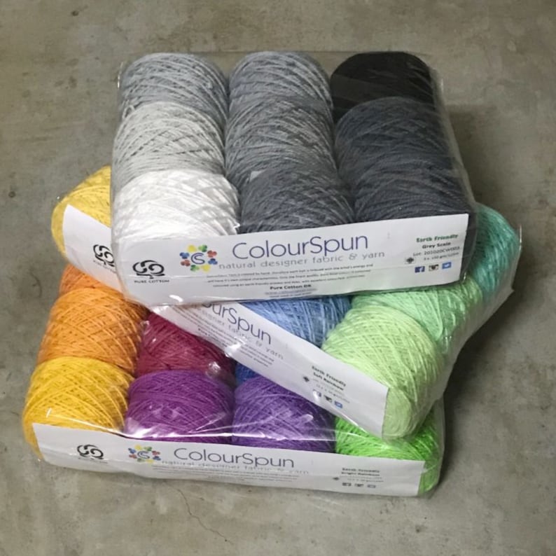 Colourspun 100 Cotton DK Yarn, 8ply, Color Kit, Yarn Kit, 12 X 50 Gm