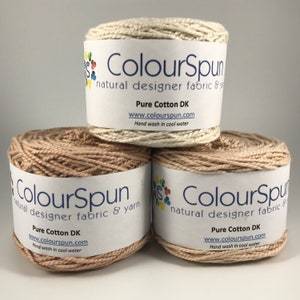 ColourSpun 100% Cotton DK Yarn, 8ply Pure Cotton, 50gm Cake