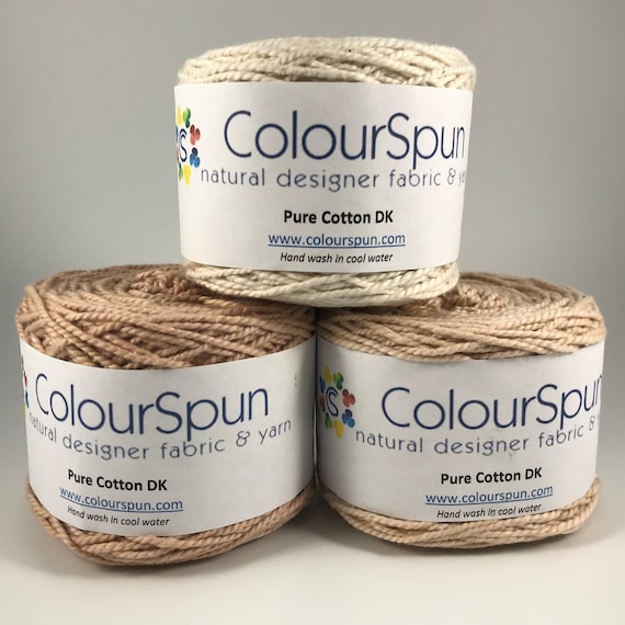 Colourspun 100% Cotton DK Yarn, 8ply Pure Cotton, 50gm Cake 