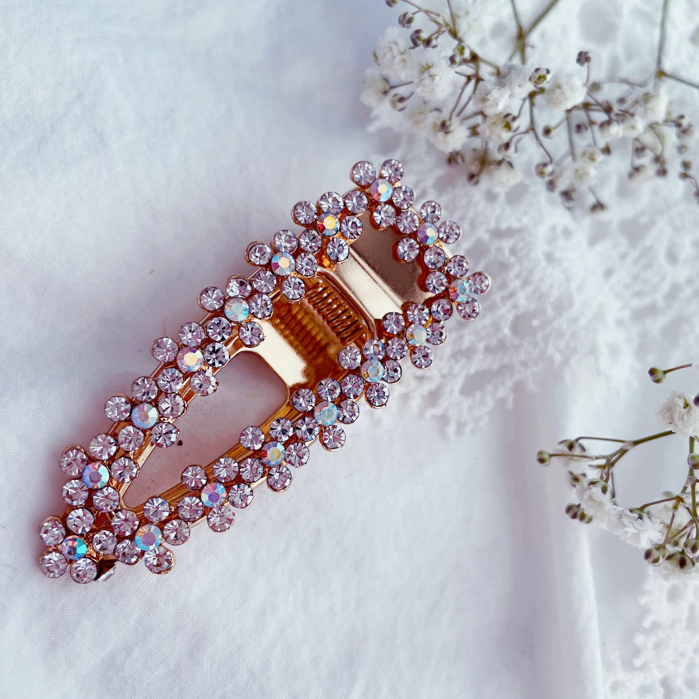 Gold rhinestone jewelled sparkly hair barrette clip / crystal Etsy