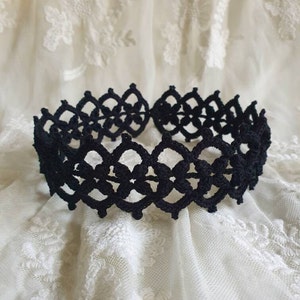Black Crochet Gothic Lace Choker Necklace, Burgundy Victorian Style Lace Necklace Choker