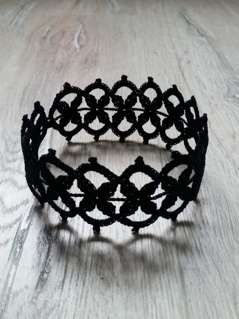 Black Crochet Gothic Lace Choker Necklace  Victorian Style image 1