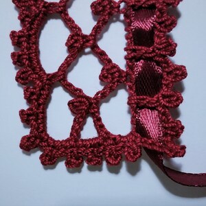 Dark Red Crochet Choker Burgundy Shade Victorian Style Lace Necklace Choker image 8