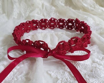 Tiny Crochet Burgundy Shade Choker
