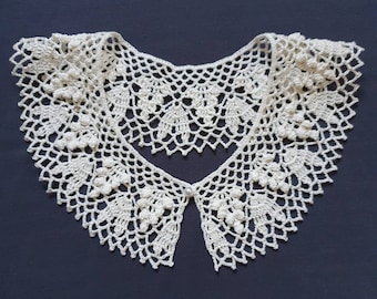 Handmade Crochet Lace Peter Pan Collar | Victorian Style Cotton Necklace
