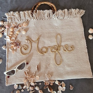 Handmade cotton beach bag with custom name custom beach bag with name summer summer swimming pool spring spring