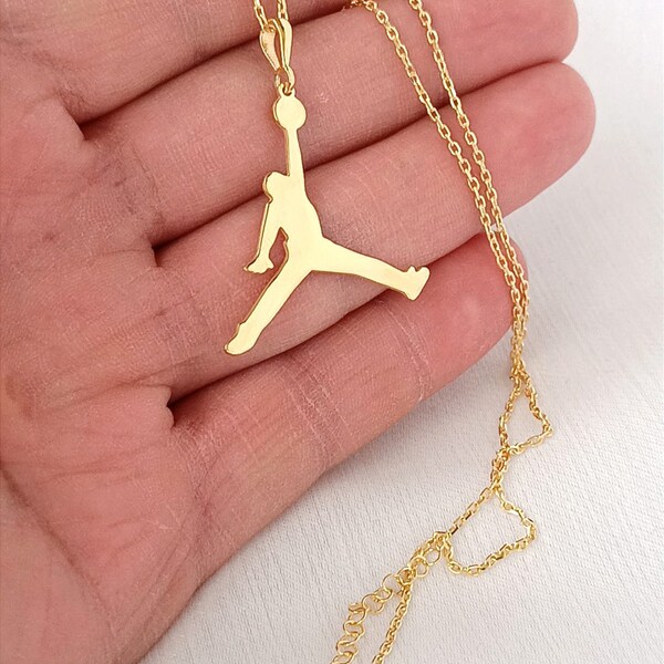 Collier Michael Jordan en argent sterling-collier JumpmanCollier de basket-ball-Collier NBA-Collier de fan-Pendentif Michael Jordan pendentif-cadeau