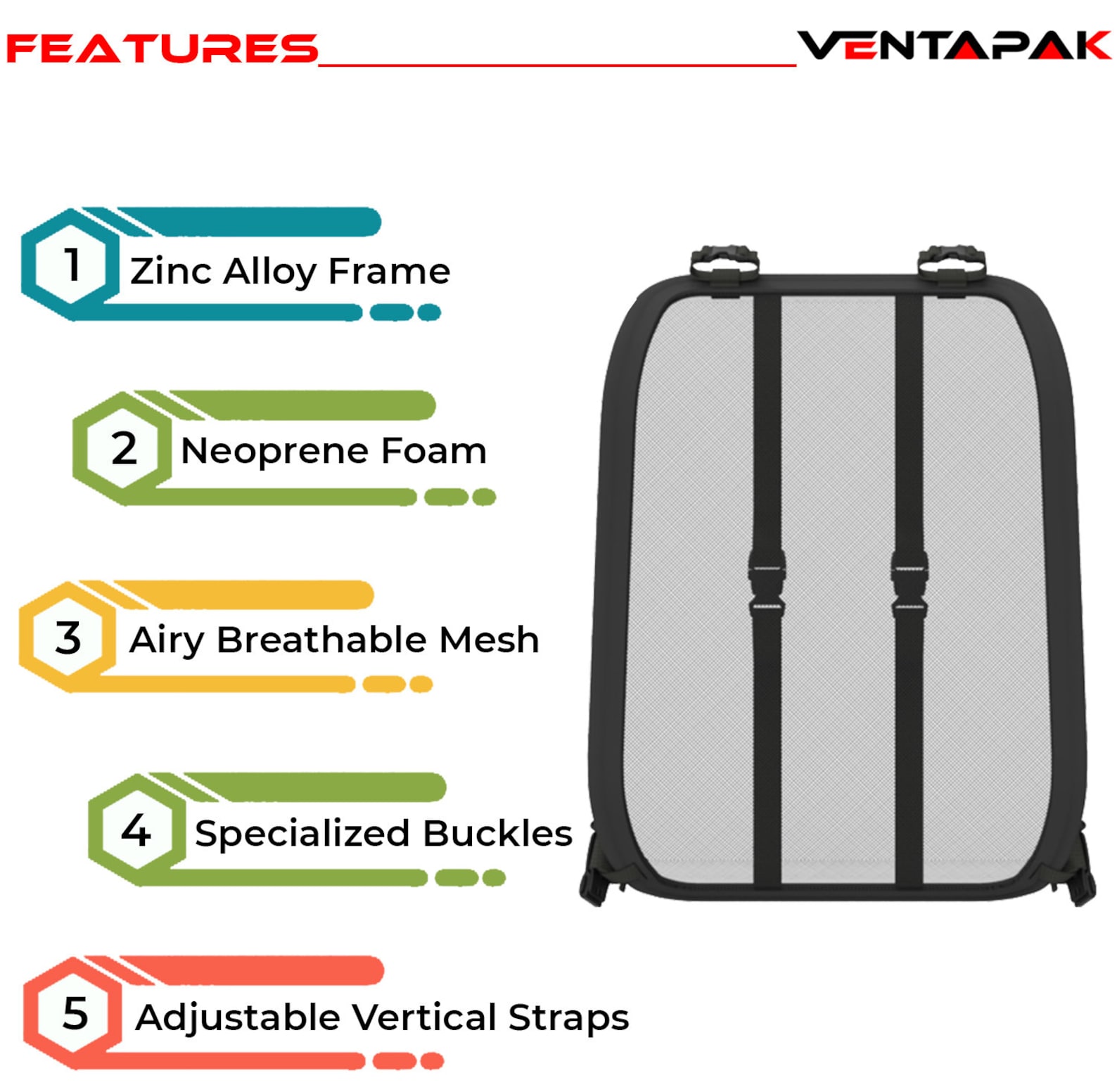 VENTAPAK Lightweight Ventilation Backpack Attachment Great for Hiking, Camping, Biking, Outdoor