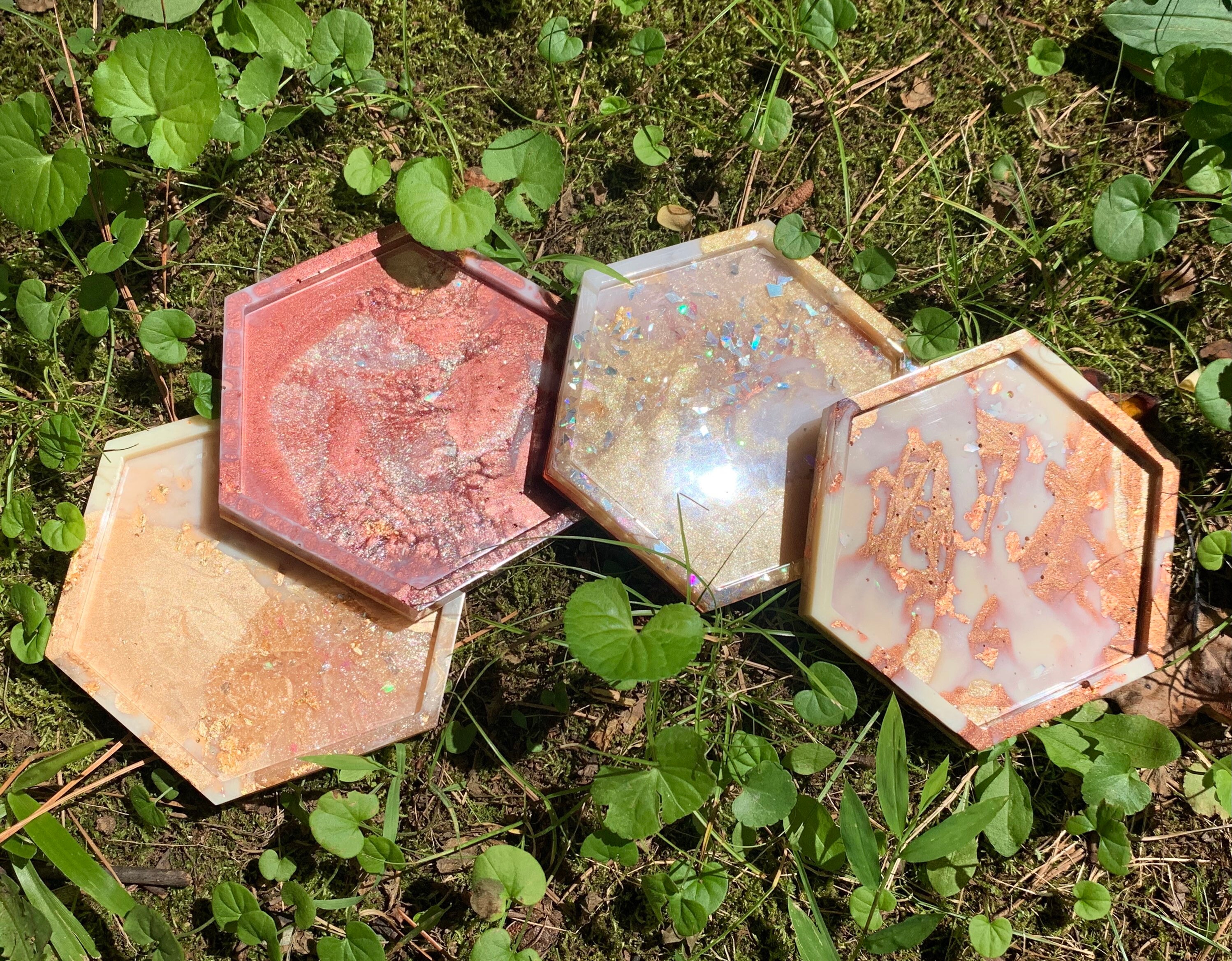 Set of 4 Coasters with Gold and Glitter Theme Etsy