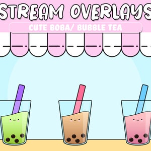 Twitch Overlay, Animated Stream Overlay Package, Cute Twitch Overlay Pack, Boba Twitch Overlay, Pastel Twitch Overlay Pack, Kawaii Overlays
