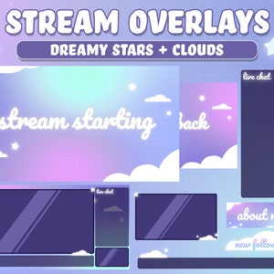 Twitch Overlay, Animated Stream Overlay Package, Cute Pastel Stars Twitch Overlay, Twitch Screens, Purple Twitch Streamer, Twitch Panels