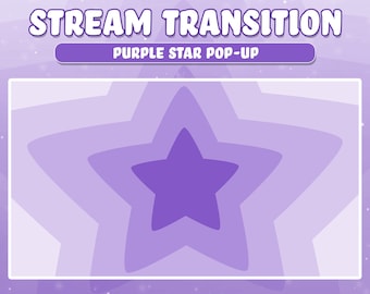 Twitch Stream Scene Stinger Transition, Purple Star Stinger Twitch Transition, Purple Star Stream Transition, Cute Pastel Stinger Transition