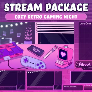 Animated Twitch Overlay, Stream Overlay Package, Cute Retro Twitch Overlay, Cute Kawaii Overlay Pack, Pink Twitch Streamer, Twitch Panels