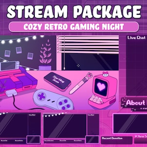 Animated Twitch Overlay, Stream Overlay Package, Cute Retro Twitch Overlay, Cute Kawaii Overlay Pack, Pink Twitch Streamer, Twitch Panels