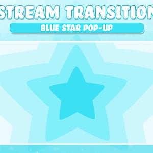 Twitch Stream Scene Stinger Transition, Blue Star Stinger Twitch Transition, Blue Star Stream Transition, Cute Pastel Stinger Transition