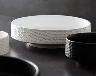 Arabian Night Plates | Salad bowl | Pasta | Large plate | Black white Plates | Japan handmade | Clay | Tableware | Homeware | Ceramic plates