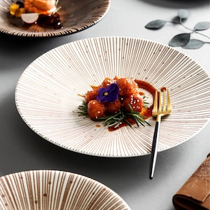 Kyoto Ceramic Plates | Dinnerware | Pasta plate | Japan handmade | Clay | Tableware | Homeware | Vertical Patterns | Japanese | Ceramic