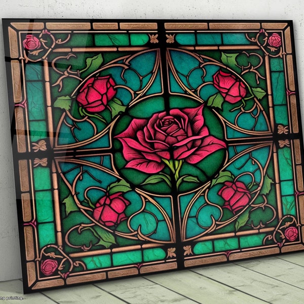 Stained Glass Flower Pattern, Stained Glass Painting, Stained Glass Panel, Stained Glass Window, Wall Hangings, Glass Wall Art Decor Gift