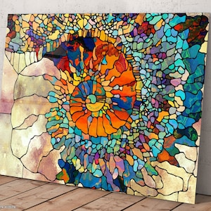 Mosaic Pattern Wall Decor, Glass Wall Art Print Durable Glass Panel Tempered Glass Art Colourful Wall Art Printing