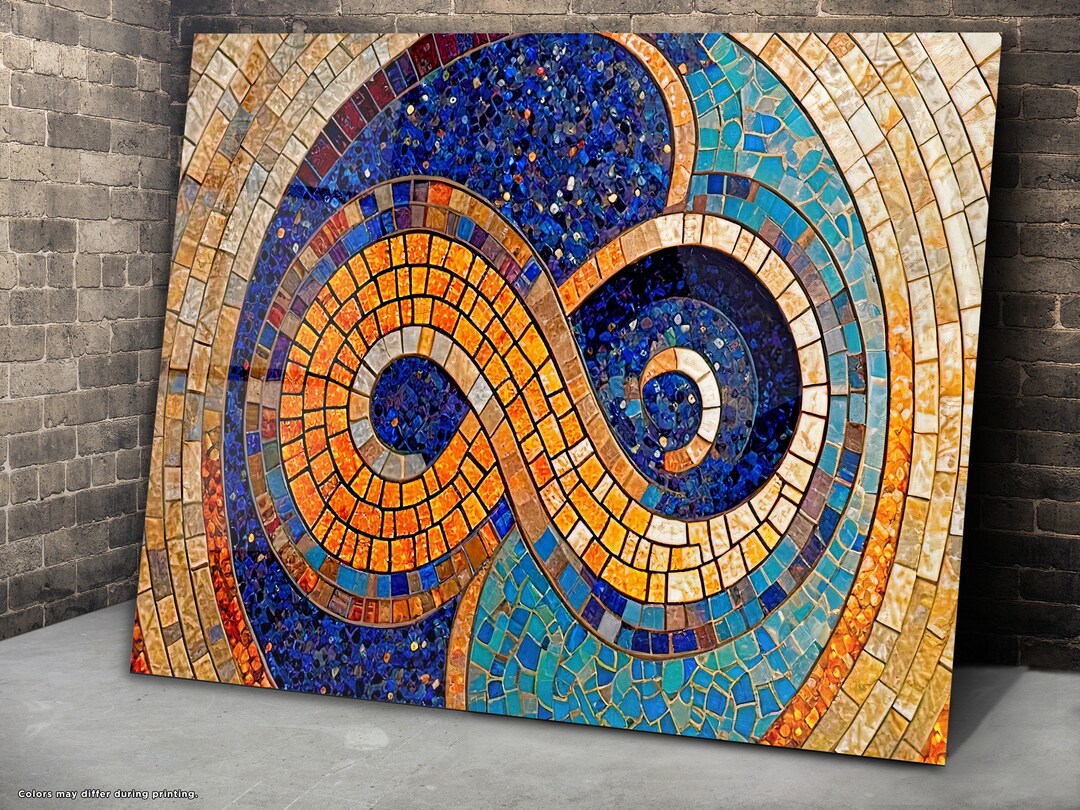 Infinity Symbol Glass Wall Artround Ancient Mosaicmodern Artround