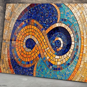 Infinity Symbol Mosaic Glass Wall Art: Modern Home Decor