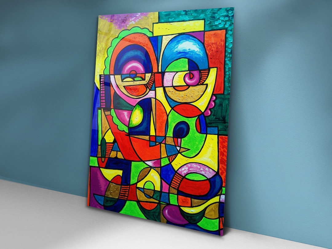 Glass Wall Art Modern Cubism Wall Decor Cubism Wall Art Etsy