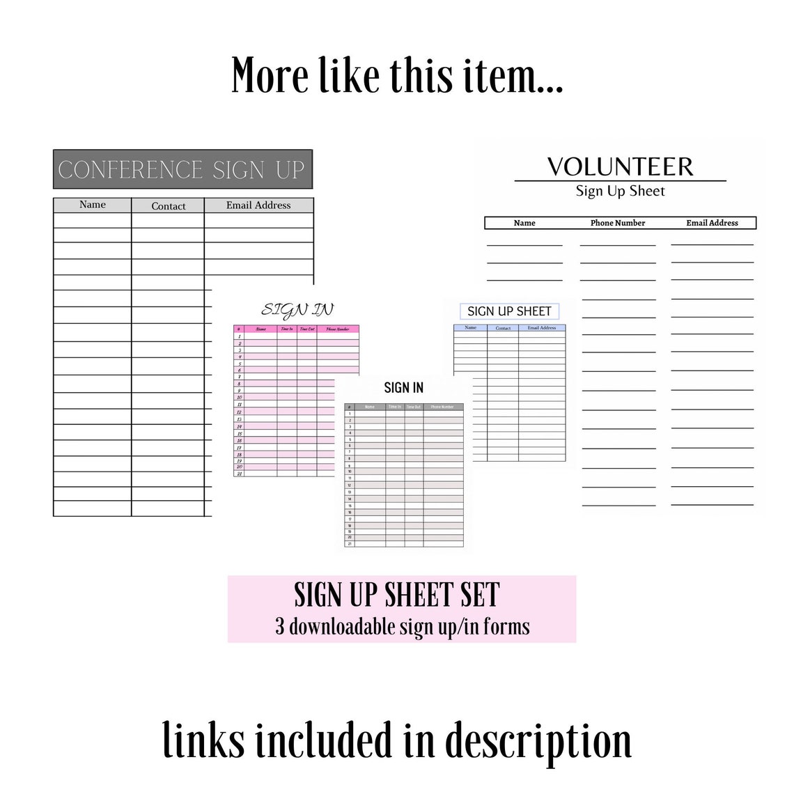 Time Slot Sign Up Sheet Sign Up Form Printable CV template | Etsy