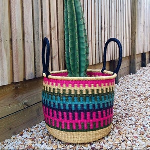 Plants decor basket, African basket, Home decor basket, Bolga basket, Natural woven basket, Straw basket, storage basket, laundry basket,