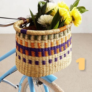 Woven bicycle  Basket, African Basket for Bicycle, woven bike net, Bolga Bicycle net,