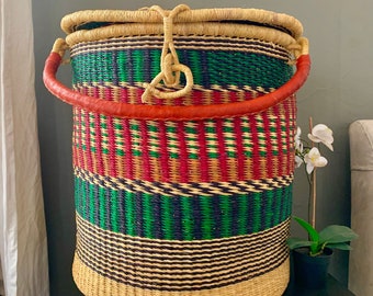 African basket, African storage basket, Bolga laundry basket, home decor basket, Natural woven basket,