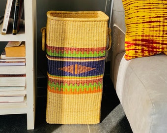 Baba Rectangular woven basket, storage basket, woven hamper, African basket