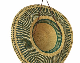 Chapeau de paille Bolga, chapeau de soleil des agriculteurs, tissé de plantes, chapeau de soleil tissé, chapeau africain, chapeau d'été,