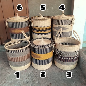 Large woven laundry basket, African woven basket, hand woven basket, natural Bolga laundry basket,