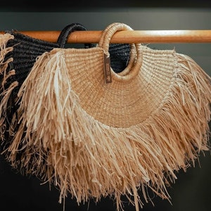 Rafia Strandtasche, handgeflochtener Strohsack, Zulu Strandtasche, Afrikanischer Strohsack, handgemachter Strohsack,