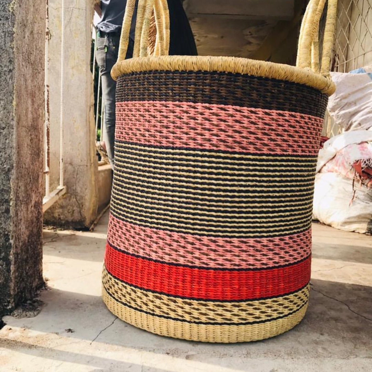 Bolga Laundry Basket Woven Basket Storage Basket African - Etsy Australia