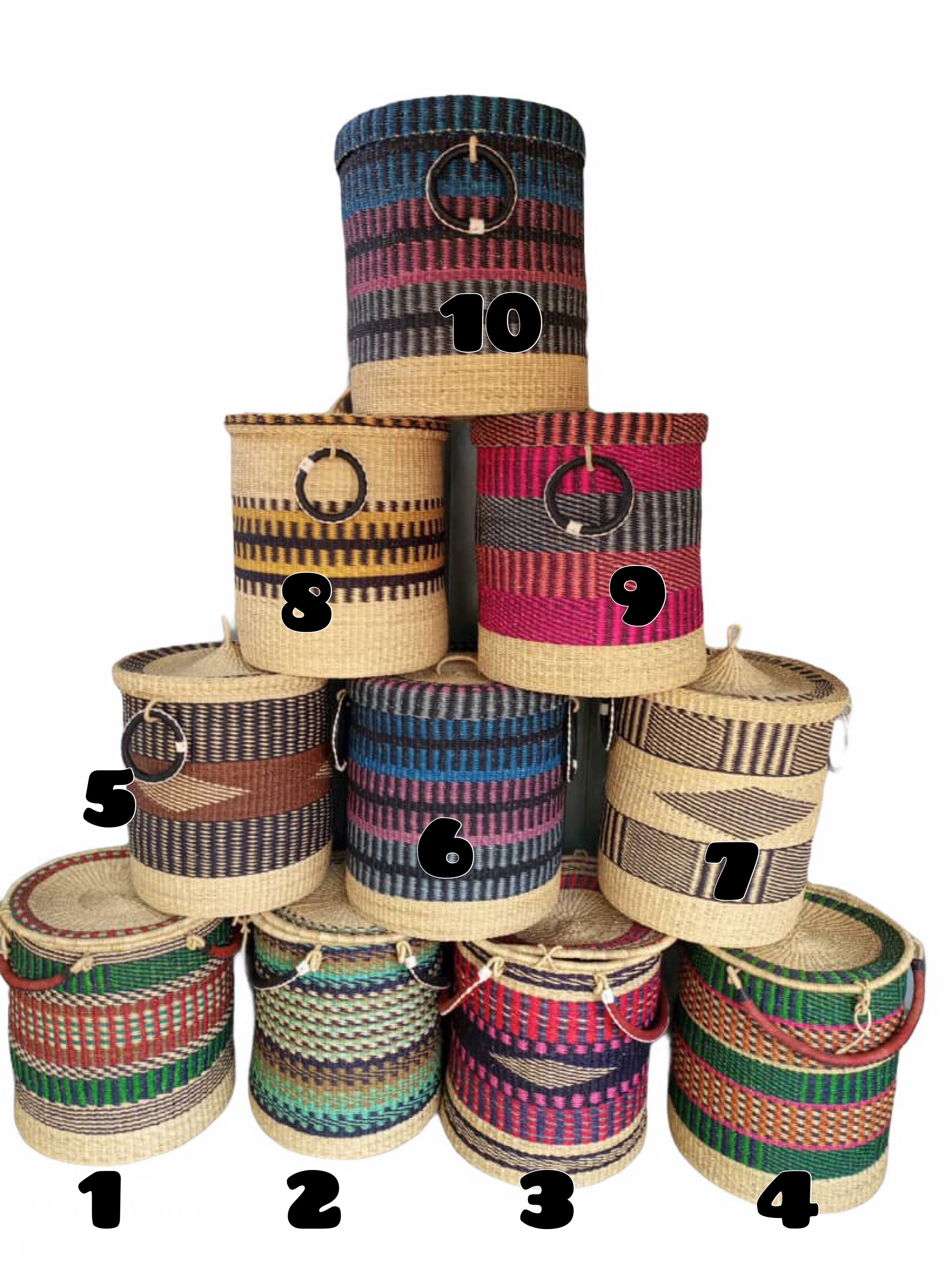 Laundry Basket with lid Woven Basket Bolga Basket Etsy