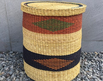 Cesto per la biancheria tessuto, cesto Bolga, grande cesto portaoggetti africano, cesto per decorazioni per la casa,