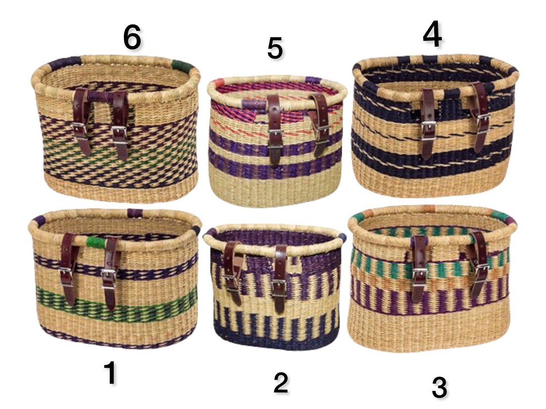 Woven Bicycle Basket, African Basket for Bike, Bolga Basket, Storage