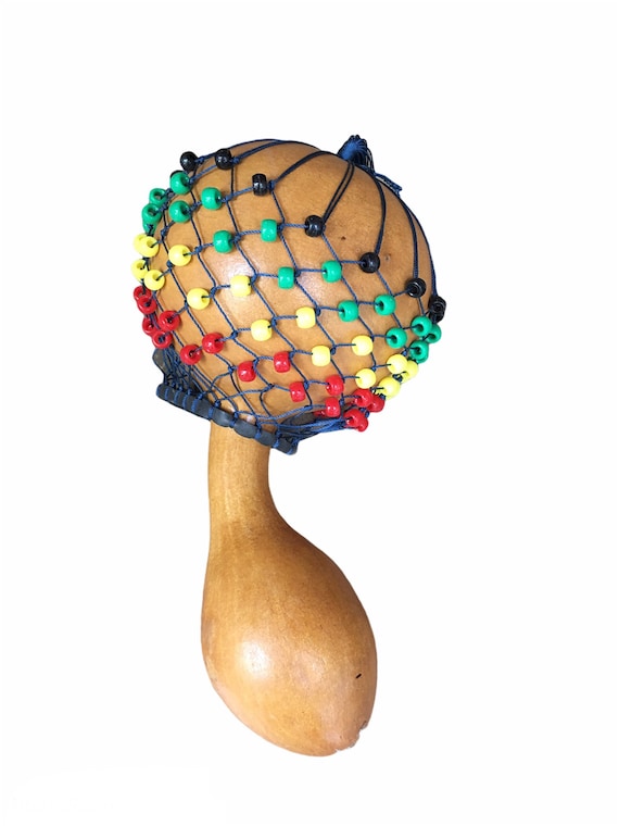 Beaded Shekere Agbe Musical Instrument Mascara From Ghana Etsy