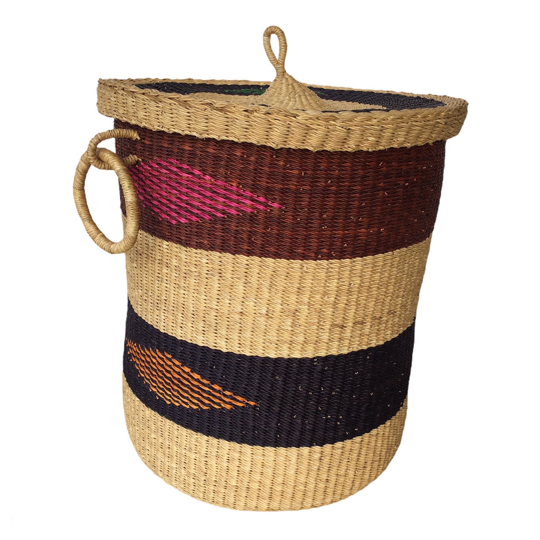 Woven Laundry Basket With Lid Bolga Large Laundry Basket Etsy