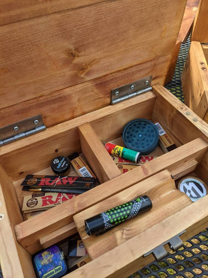 Rustic Stash Box With Roll Tray Unique Rolling Pot Stash Pot Etsy