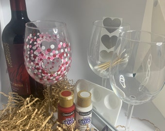 Valentines Wine glass painting kit - Basic