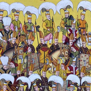 Handmade Ottoman Miniature Painting /   Palace Guard Corps - Janissaries