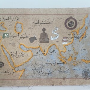 Handmade Ottoman Miniature Painting / Map of Asia | Etsy